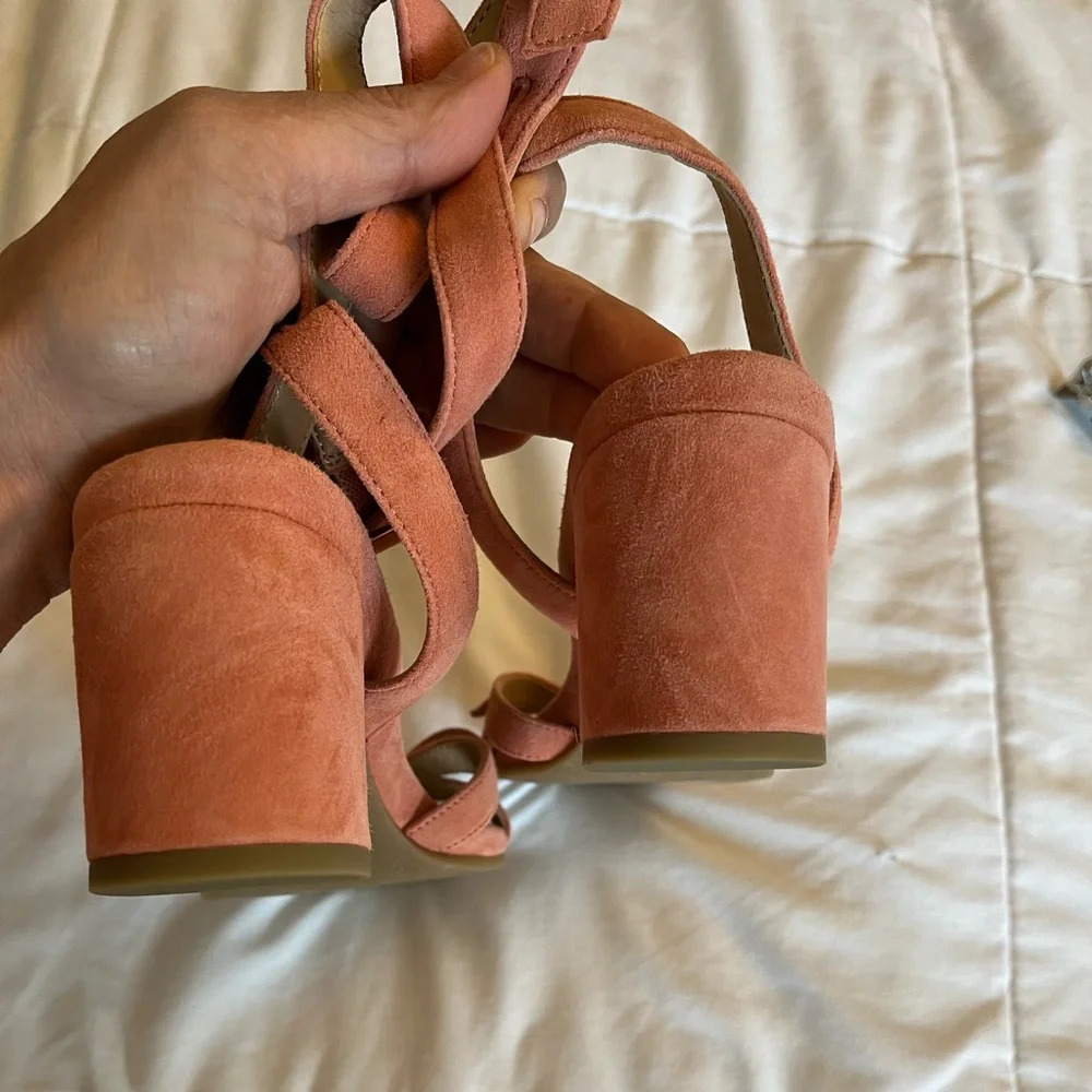 Vionic Rosabel heel  suede sandals stunning coral pink color size 5 NWOT - Picture 11 of 14